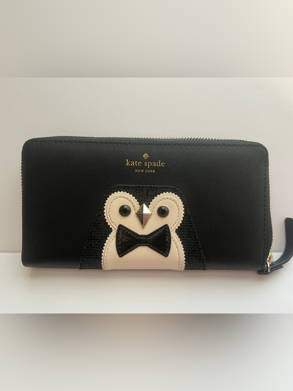 Kate Spade Black Owl Zip Around Continental Wallet